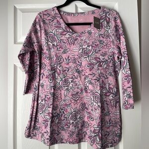J. Jill pink floral shirt medium nwt